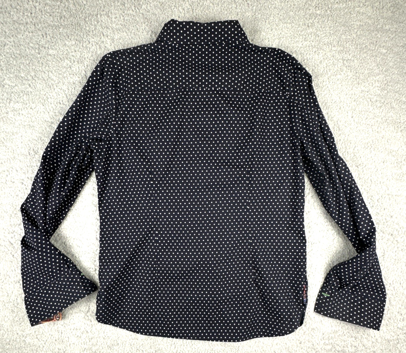 Tommy Hilfiger Women’s Polka Dot Shirt M Navy & White Top Long Sleeve Flip Cuff