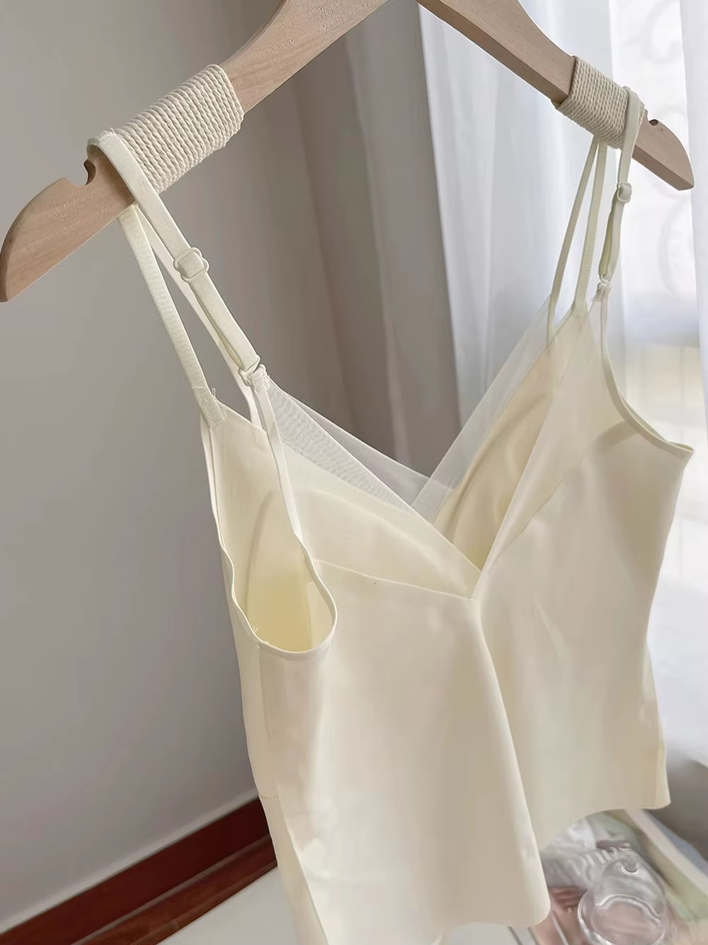 Satin V-Neck Camisole with Built-In Bra | Backless Sleeveless Tank Top