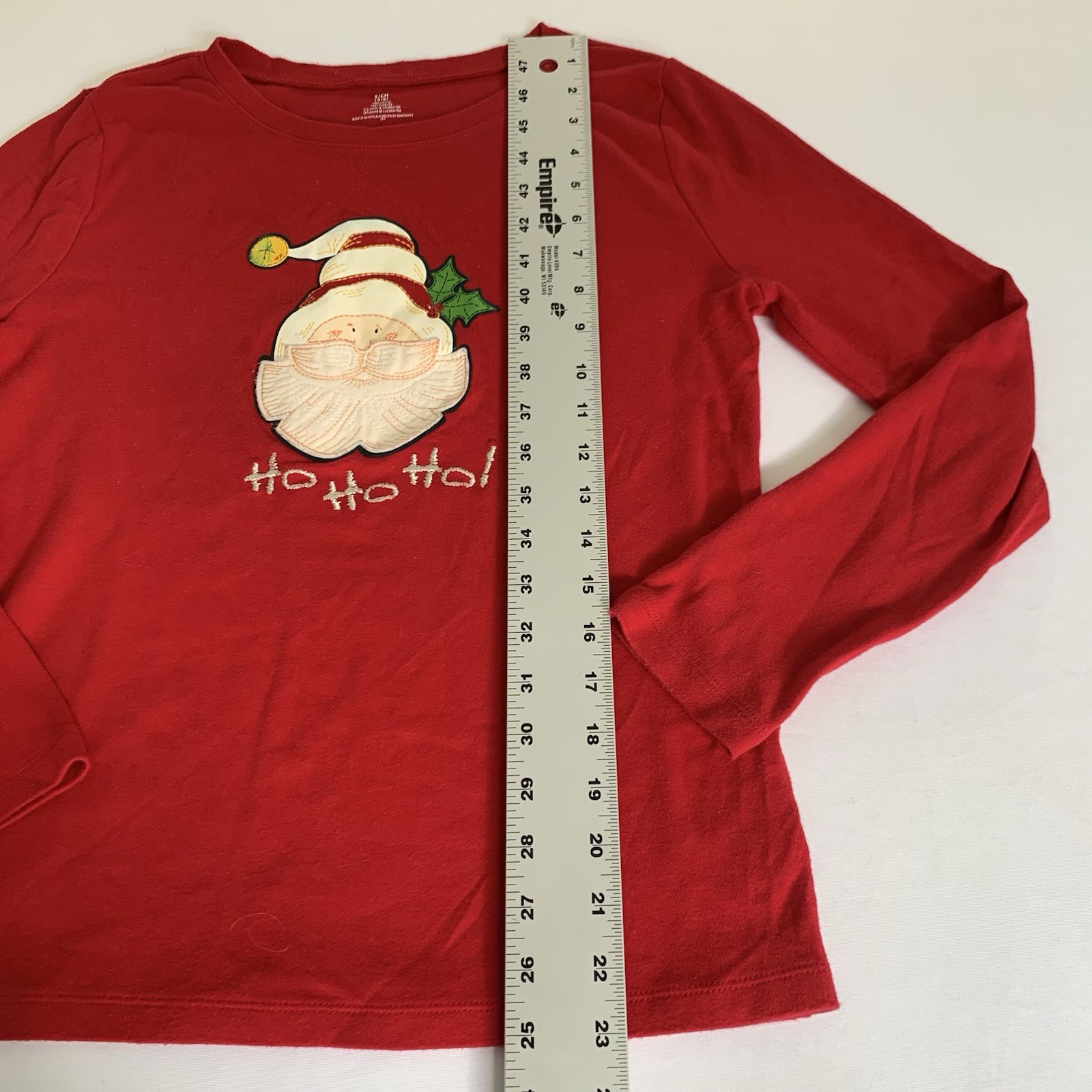 90s Vintage Christmas Shirt Women S Red Embroidered Santa Claus Long Sleeve Tee