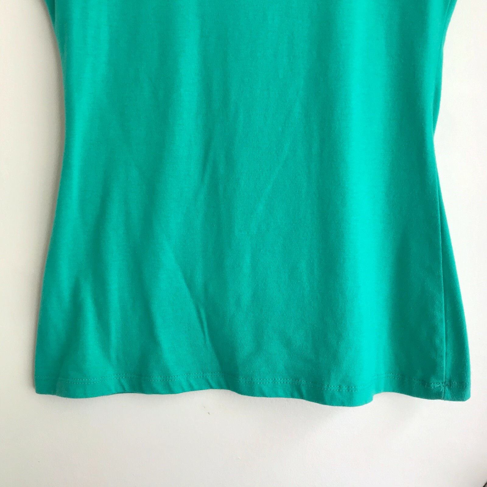 DOTS Women’s Bright Aqua Green Round Neck Cotton T-Shirt Top Size S M
