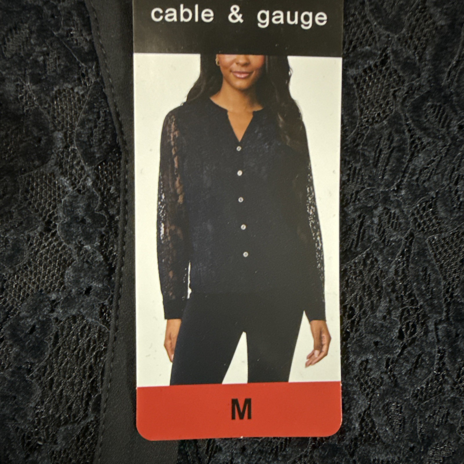 Cable & Gauge Black Tawny Velvet Lace Button Down Blouse Medium NWT