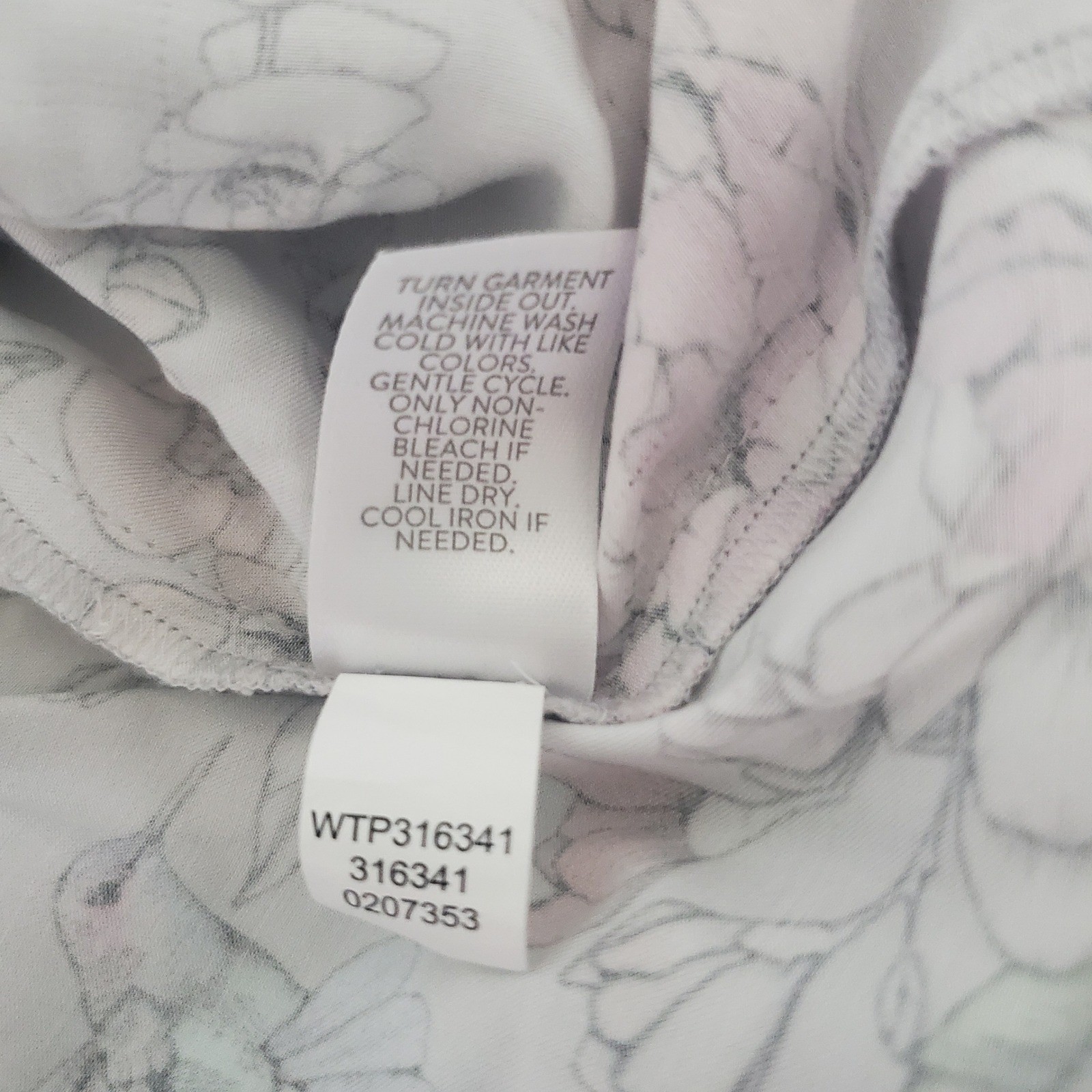 J. Jill Womens XL Floral Hummingbird Viscose Blouse Gray Pink Long Sleeve Top