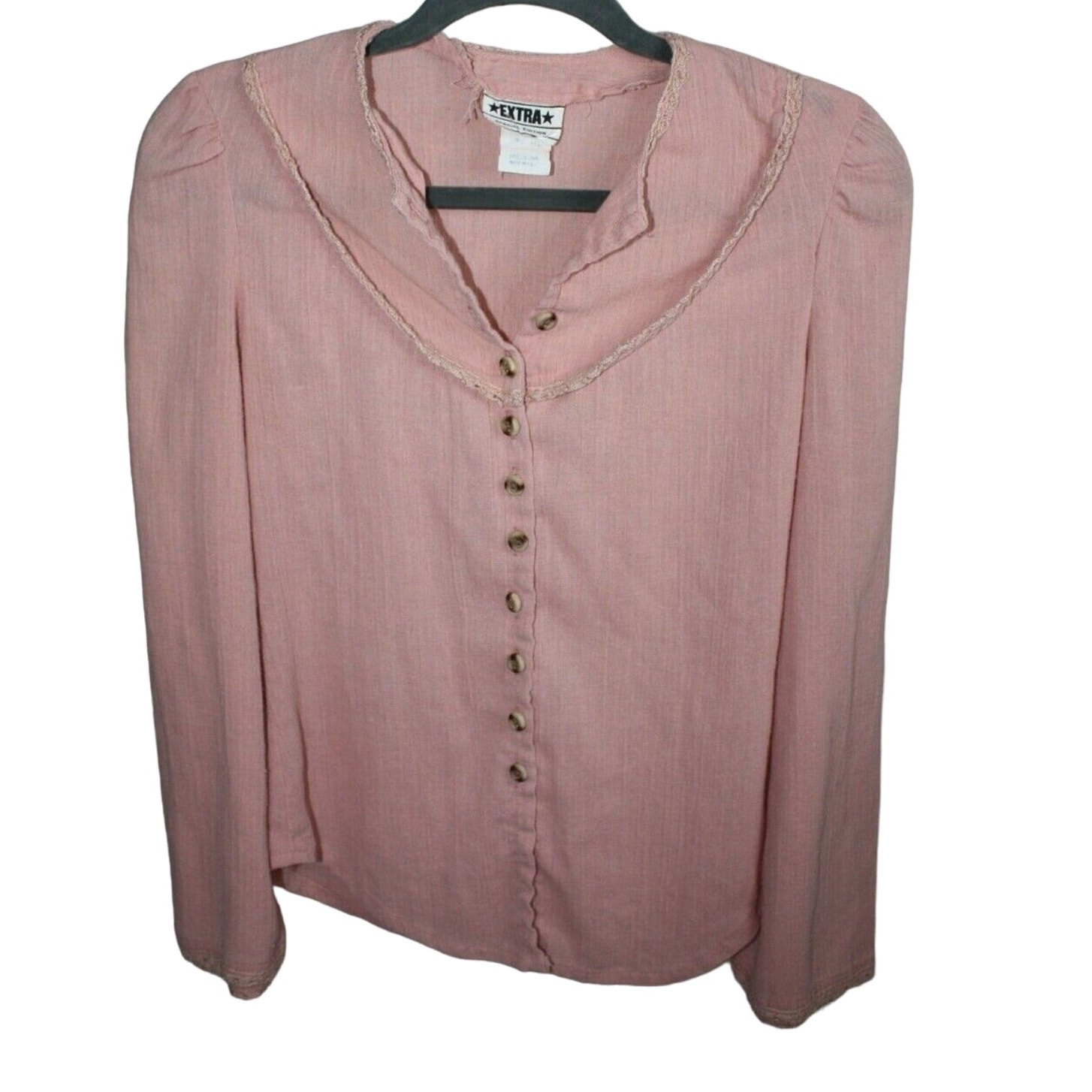 Vintage Extra Special Edition Pink Women’s Top Medium Button Up Long Sleeve