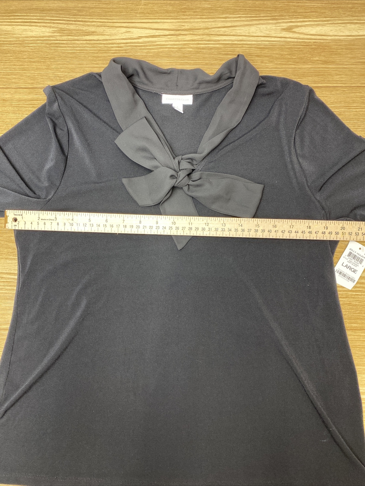 Blusa Para Mujer Charter Club Manga Larga Con Cuello Anudado Para Oficina Talla
