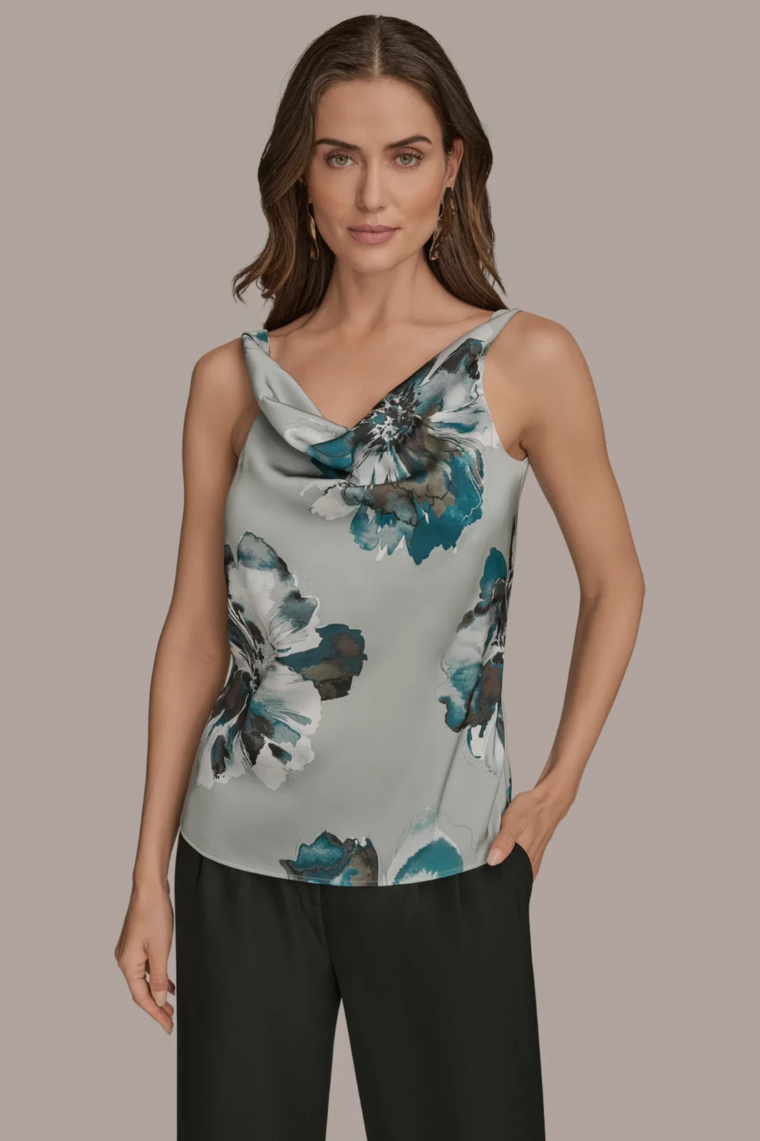 Donna Karan Floral Print Sleveless Top Multi Size M 2824