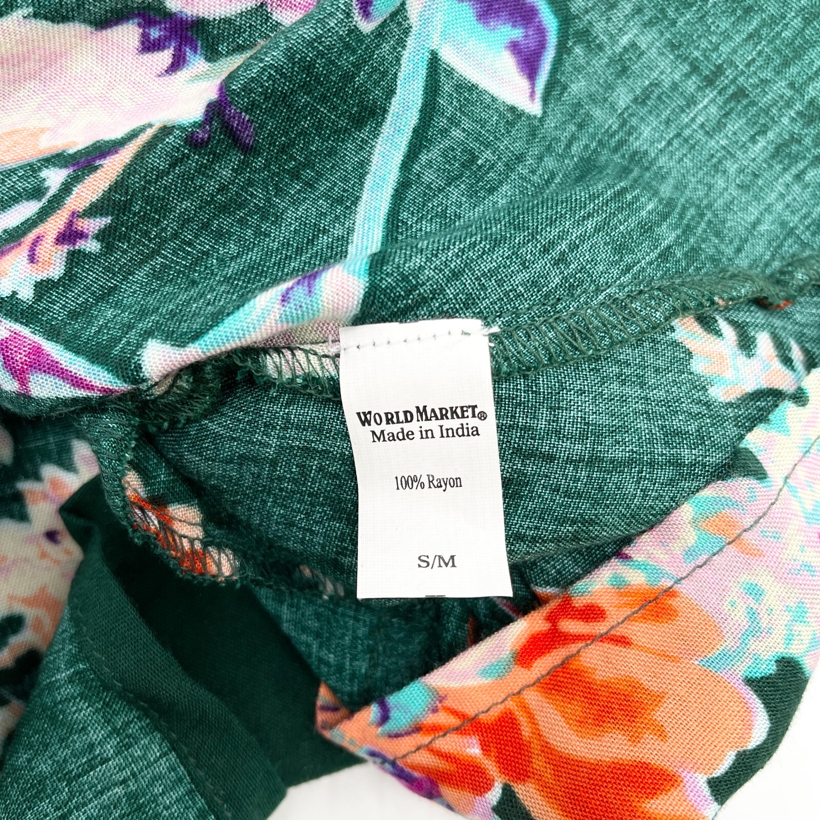 World Market Womens Addy Tunic Top Blouse S/M Tropical Floral Swing Feminine