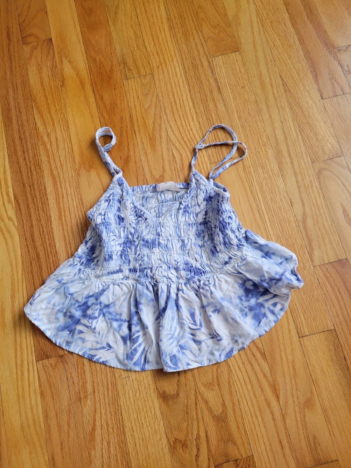 Ocean Drive Blue & White Smocked Camisole Top Women’s Summery Beach Vacation S