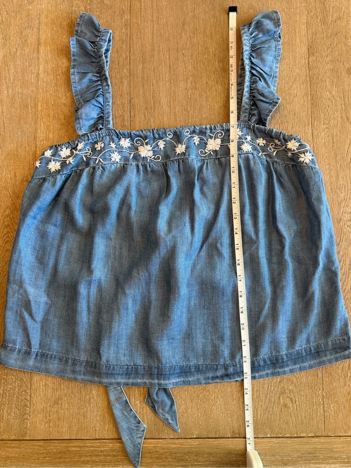 Harper Heritage Embroidered Chambray Tank Top, EUC, XL