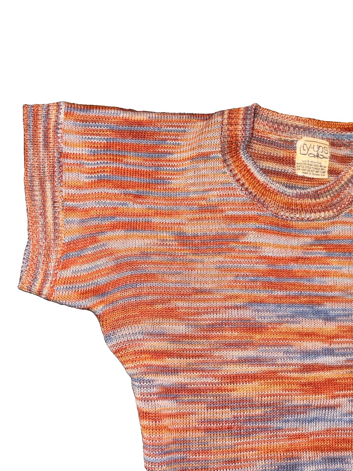 Vintage 80s/90s Ty-Ups Space-Dye Knit Crewneck Short Sleeve Top Size Small