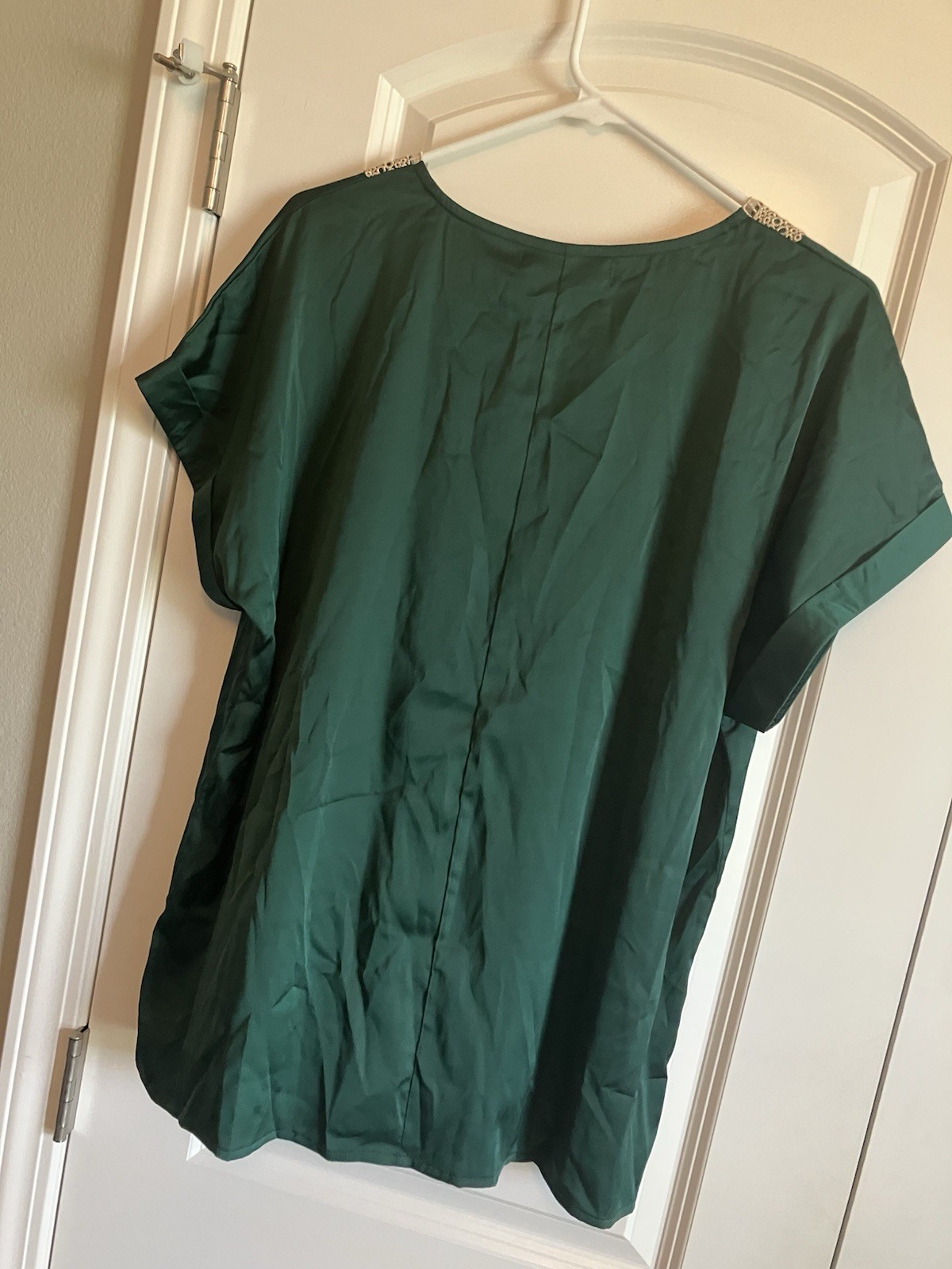 Green Top Summer Crochet VNeck Black New With Tags Large C432