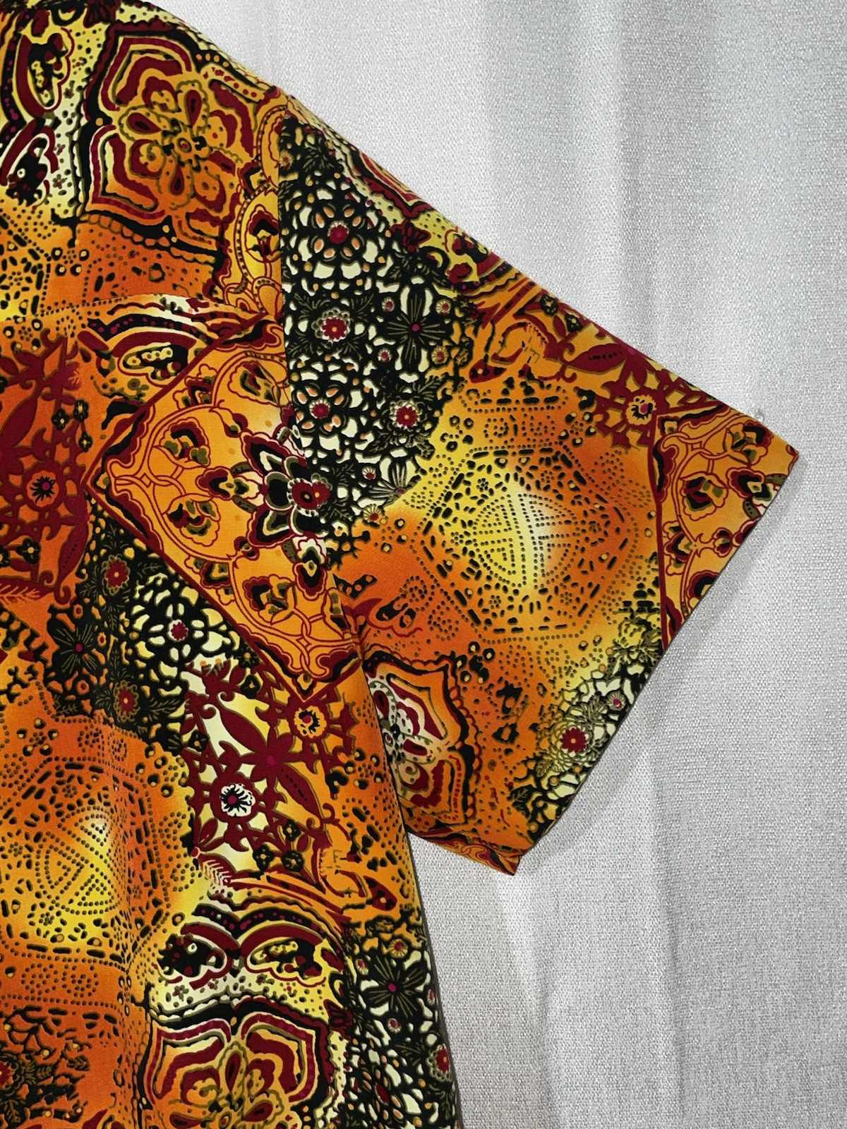 A Personal Touch Colorful Artsy Orange Multicolor Button Up Top Made In USA 3X