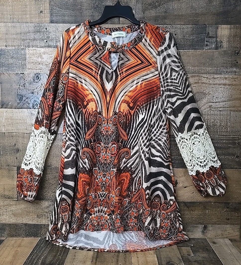 Women Boho Top Large Crochet Cottagecore Hippie Peasant Retro Festival Tunic