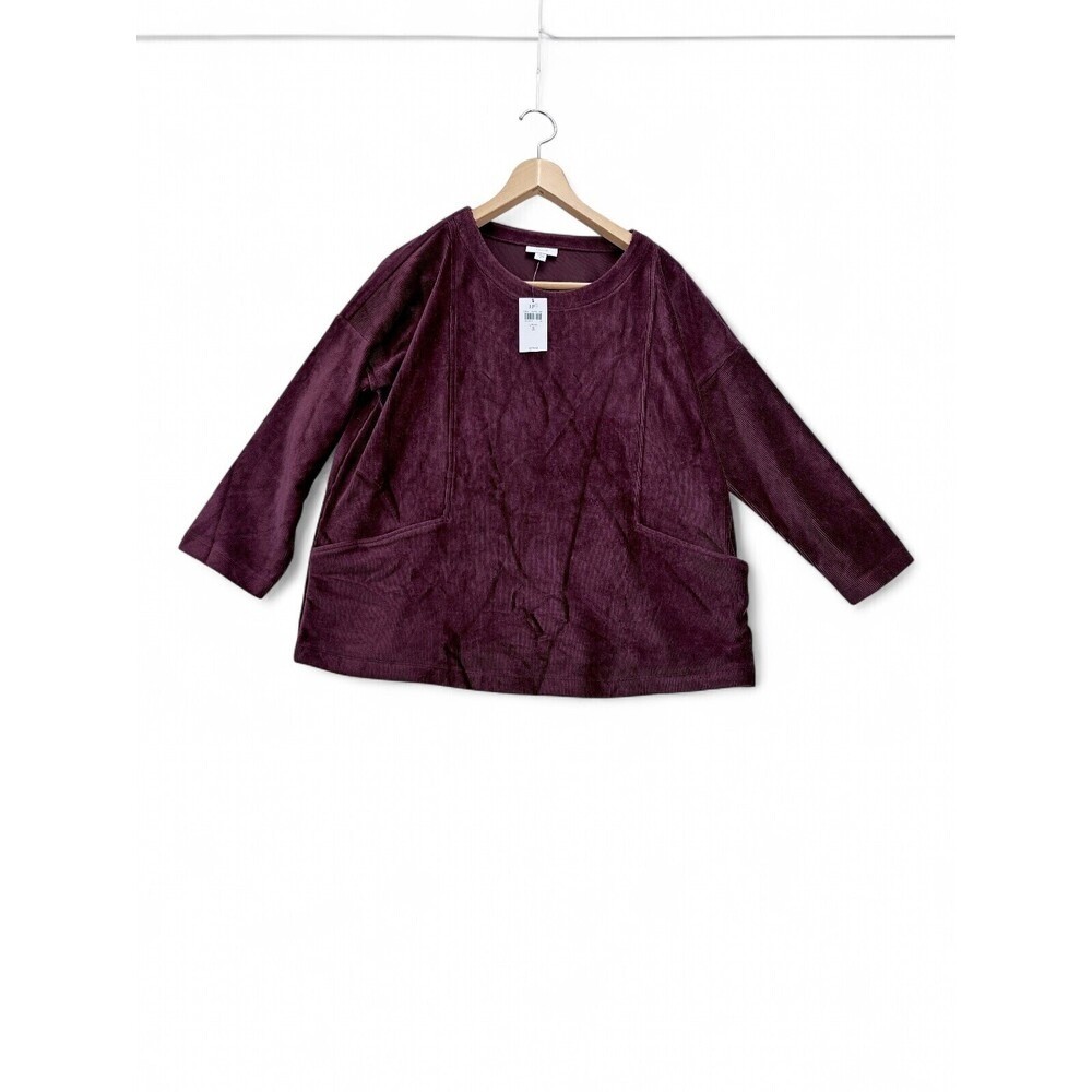 J. Jill Pure Jill Corduroy Tunic Long Sleeve Top Sz S Plum