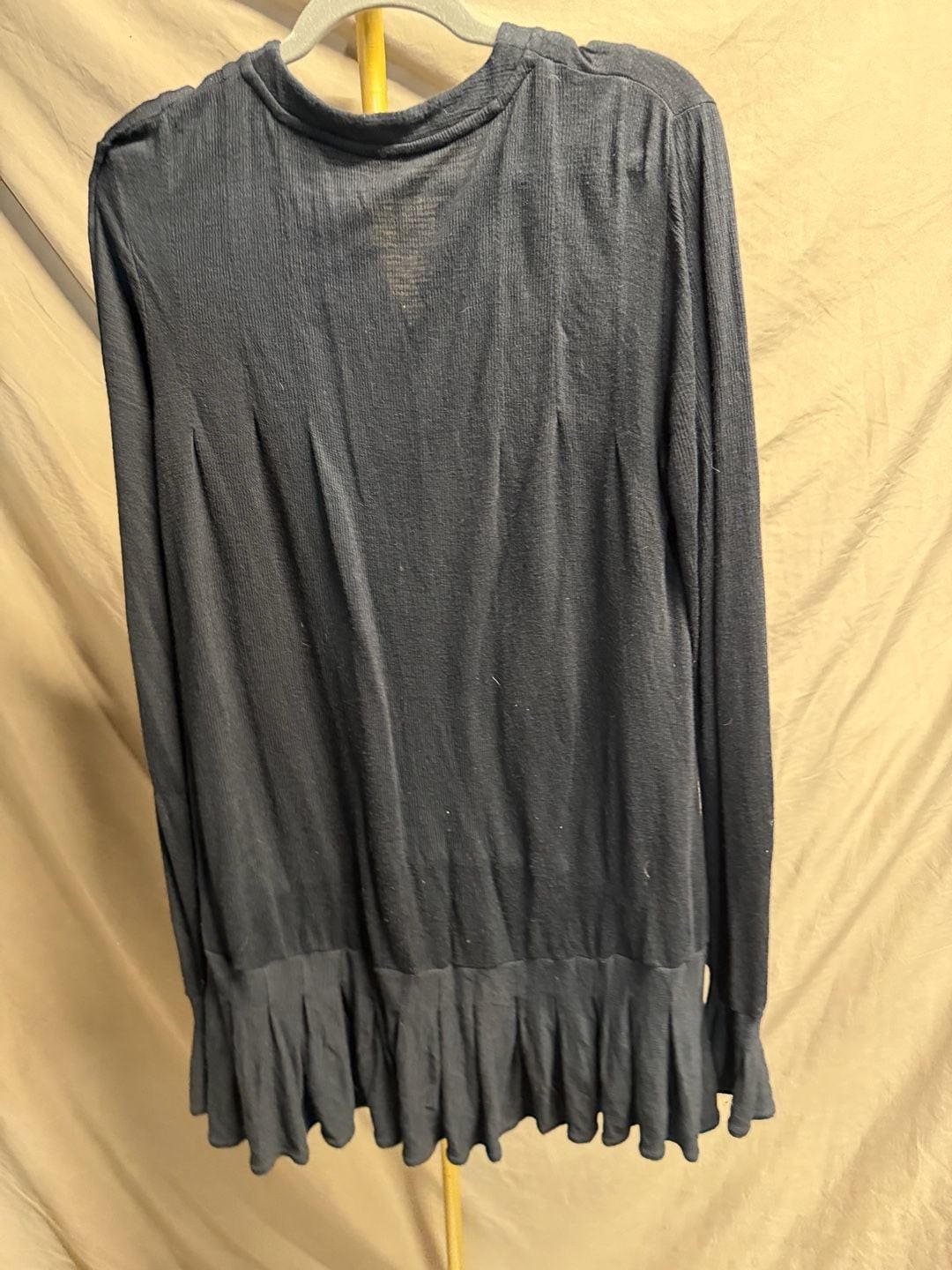 Free People Long Sleeve Henley Peplum Top with Ruffle Hem oversized XS