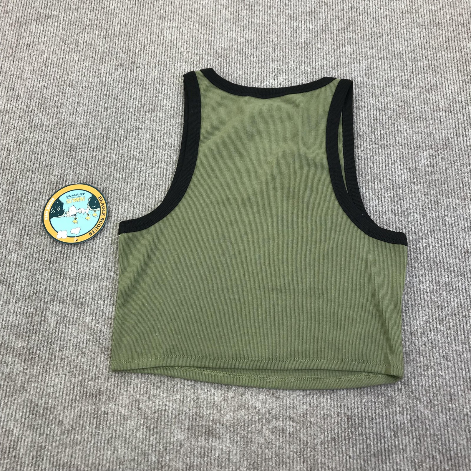 Aeropostale Tank Top Juniors Large Green Crew Neck Snoopy Beagle Scouts Camping
