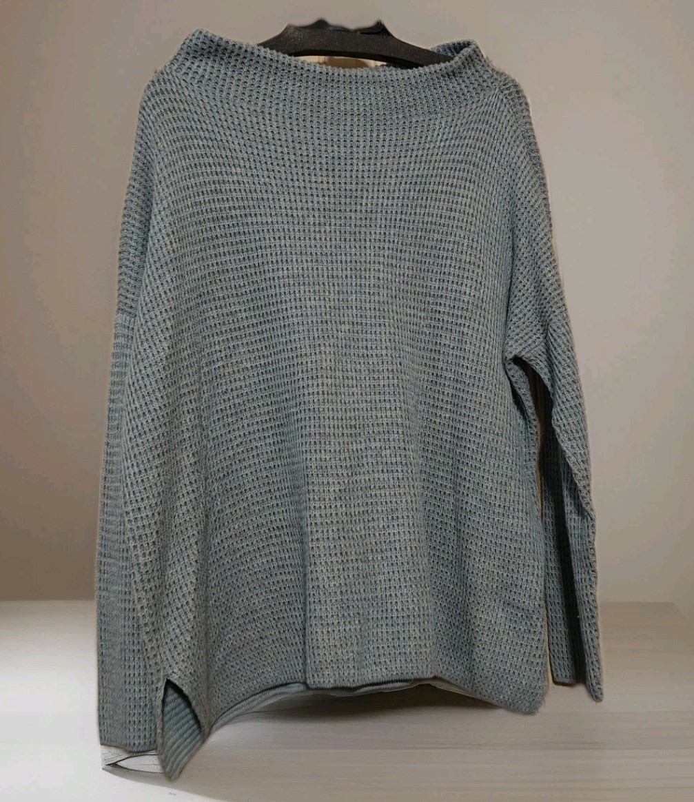 Eileen Fisher Peruvian Organic Cotton Blend Funnel Neck Sweater Sz Small Petite