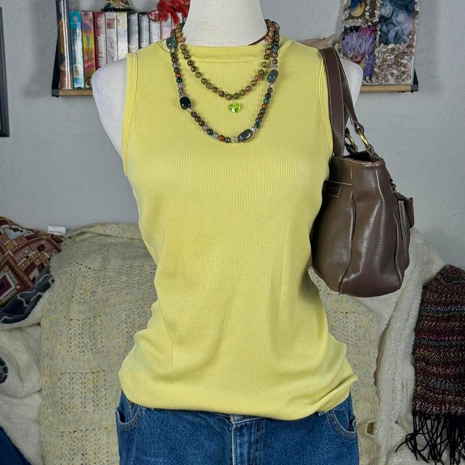 essential sunshine yellow mock neck tank ☀️