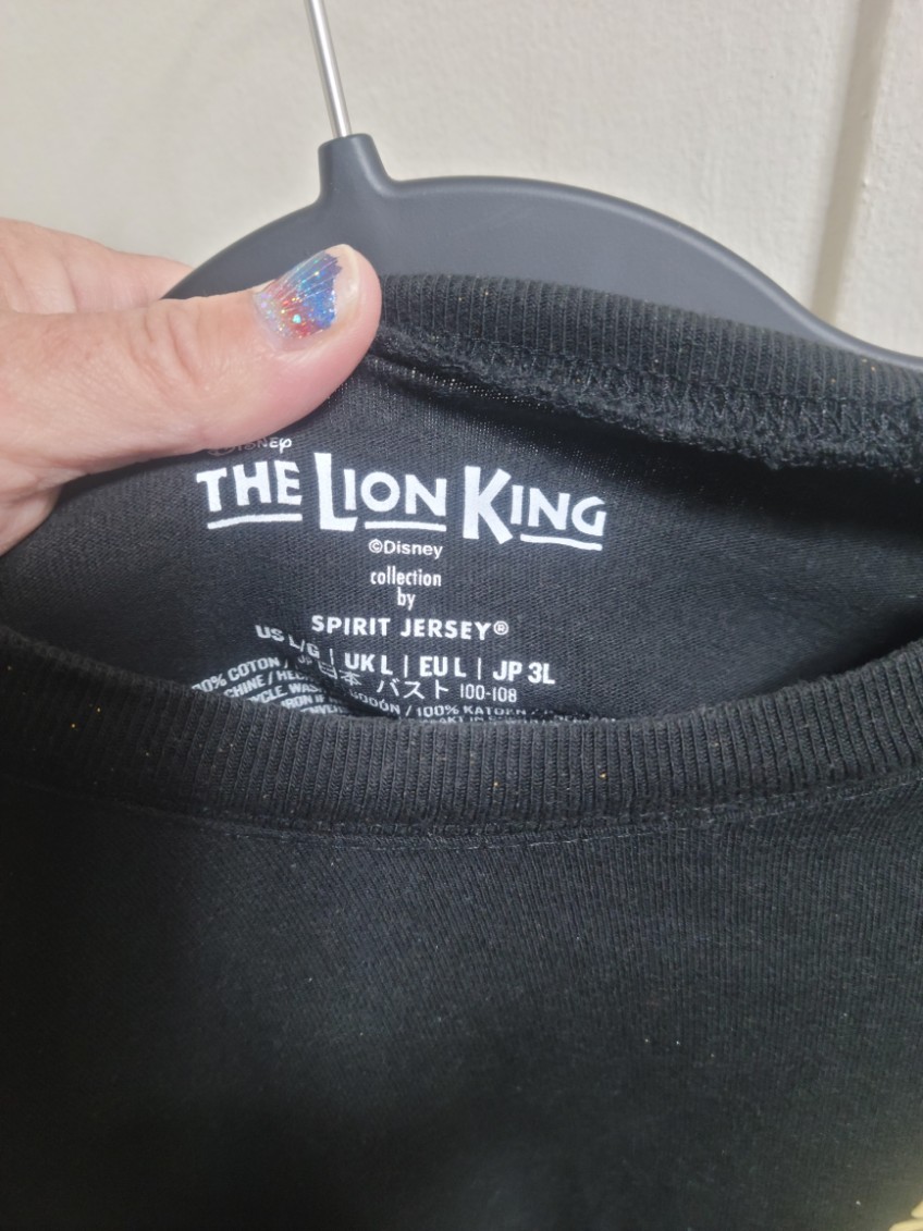 * Disney Shirt Women’s Large Lion King Spirit Jersey Long Sleeve Black & Gold *