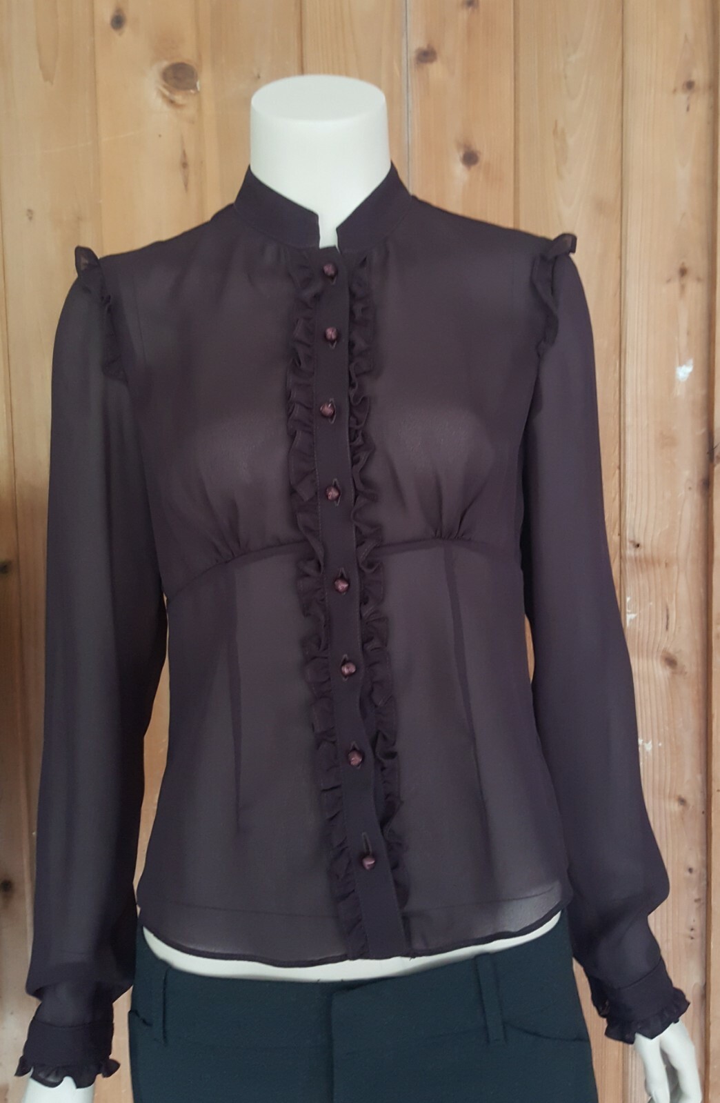 FORWEAR NY High Collar Ruffled Chiffon Blouse Sz S price tags$ 82each~GORGEOUS!