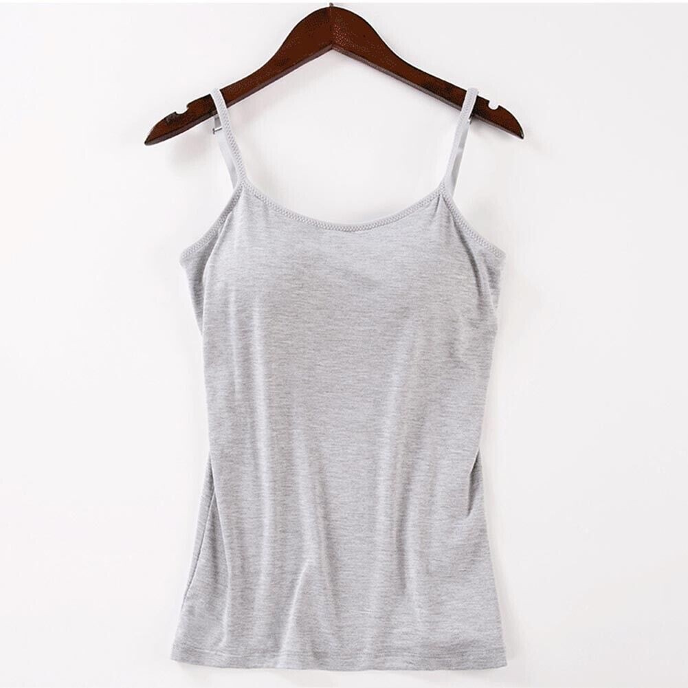 Cami with Built In Shelf Bra Adjustable Strap Vest Women Layering Basic Tank Top