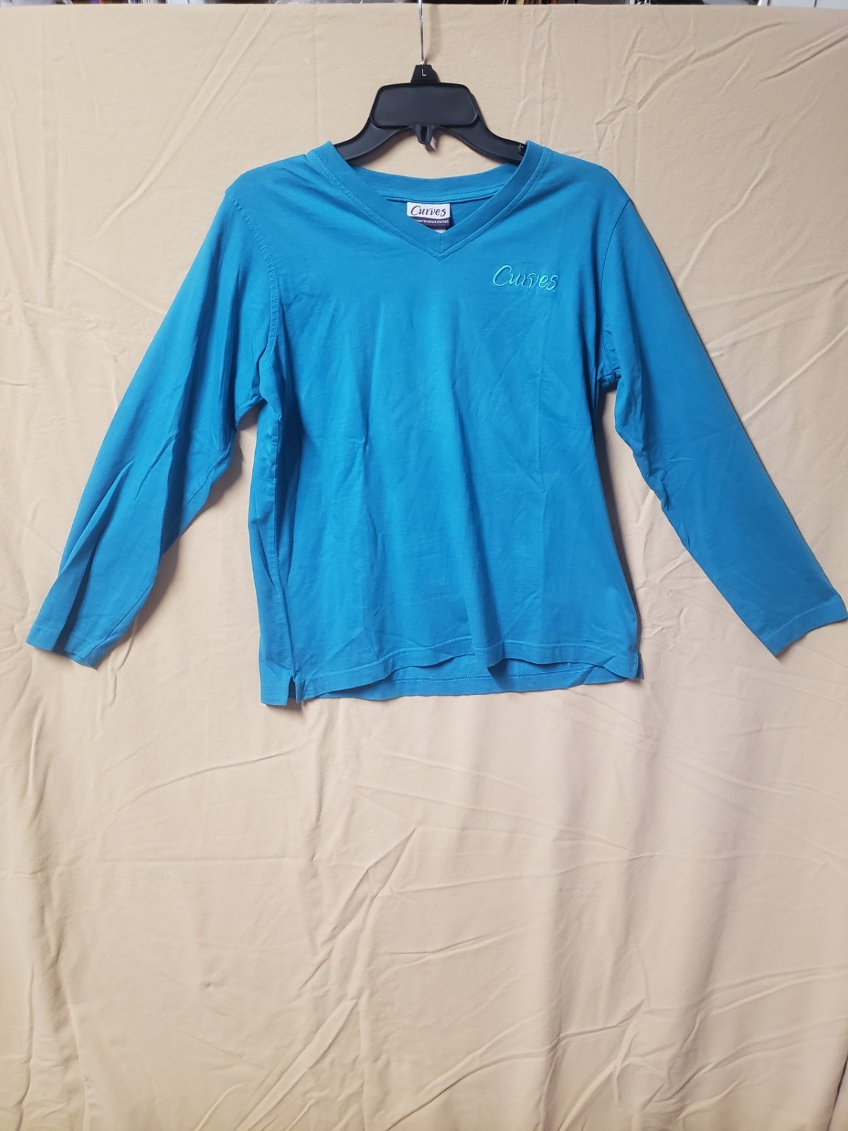Comfortable Blue Curves Medium Cotton Long Sleeve Shirt