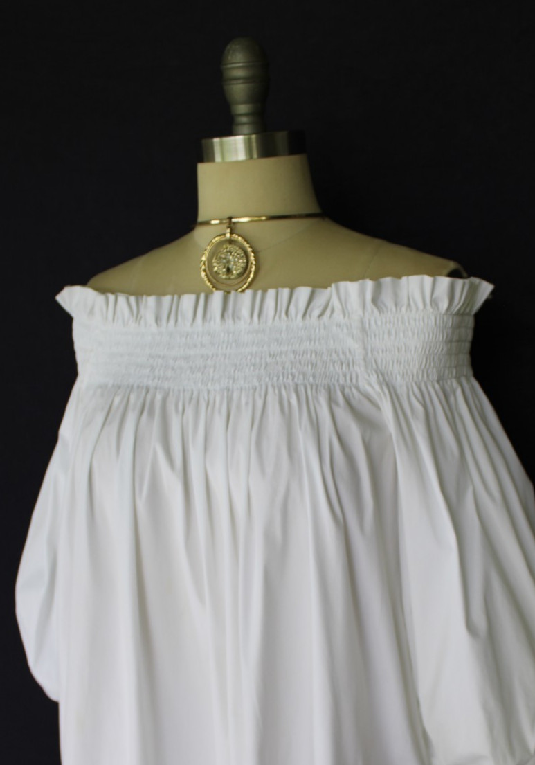 Caroline Constas Lou Off Shoulder Puff Sleeves peasant tunic dress Blouse white
