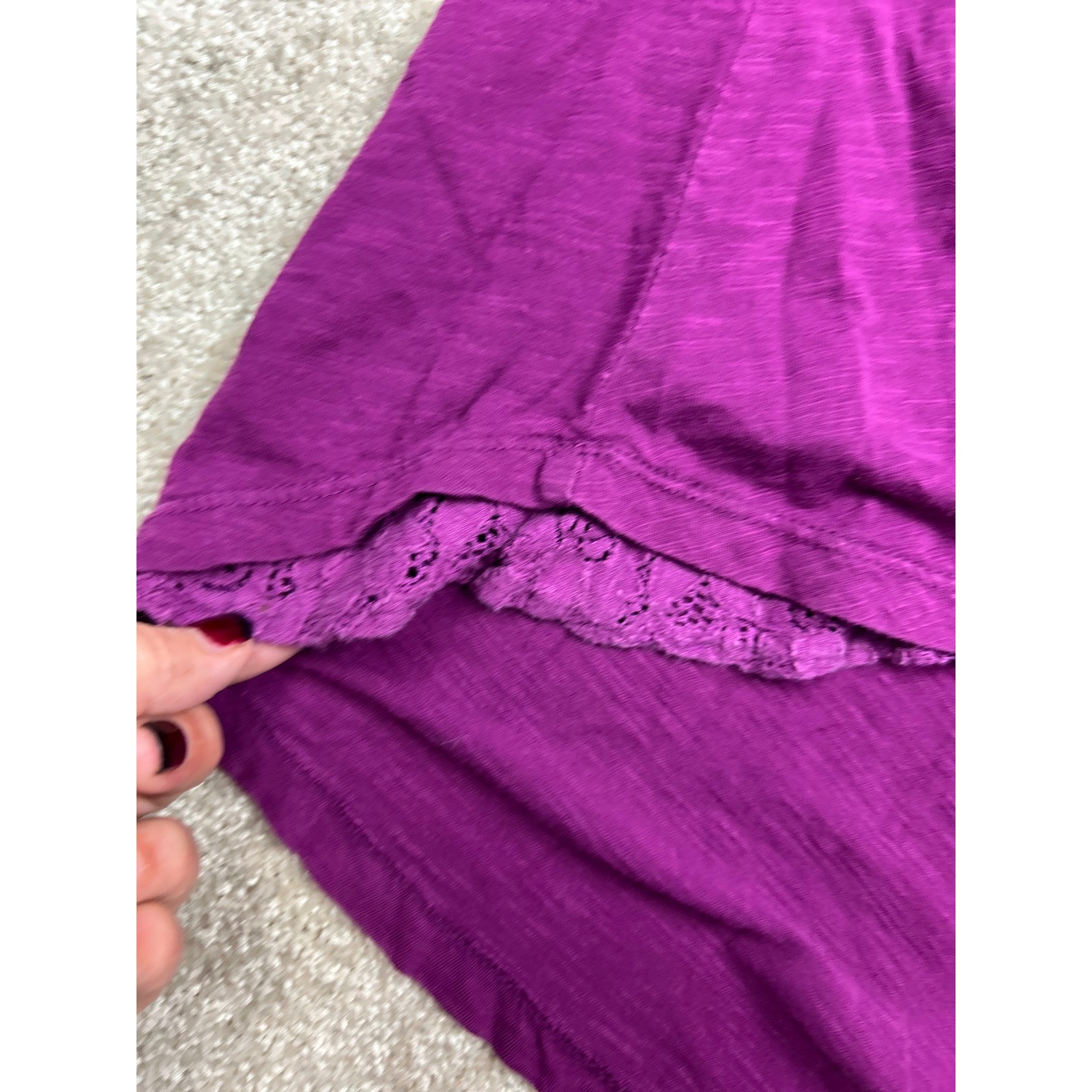 Natural Reflections Crochet Lace M Purple Slub Knit Boho Cottagecore Romantic