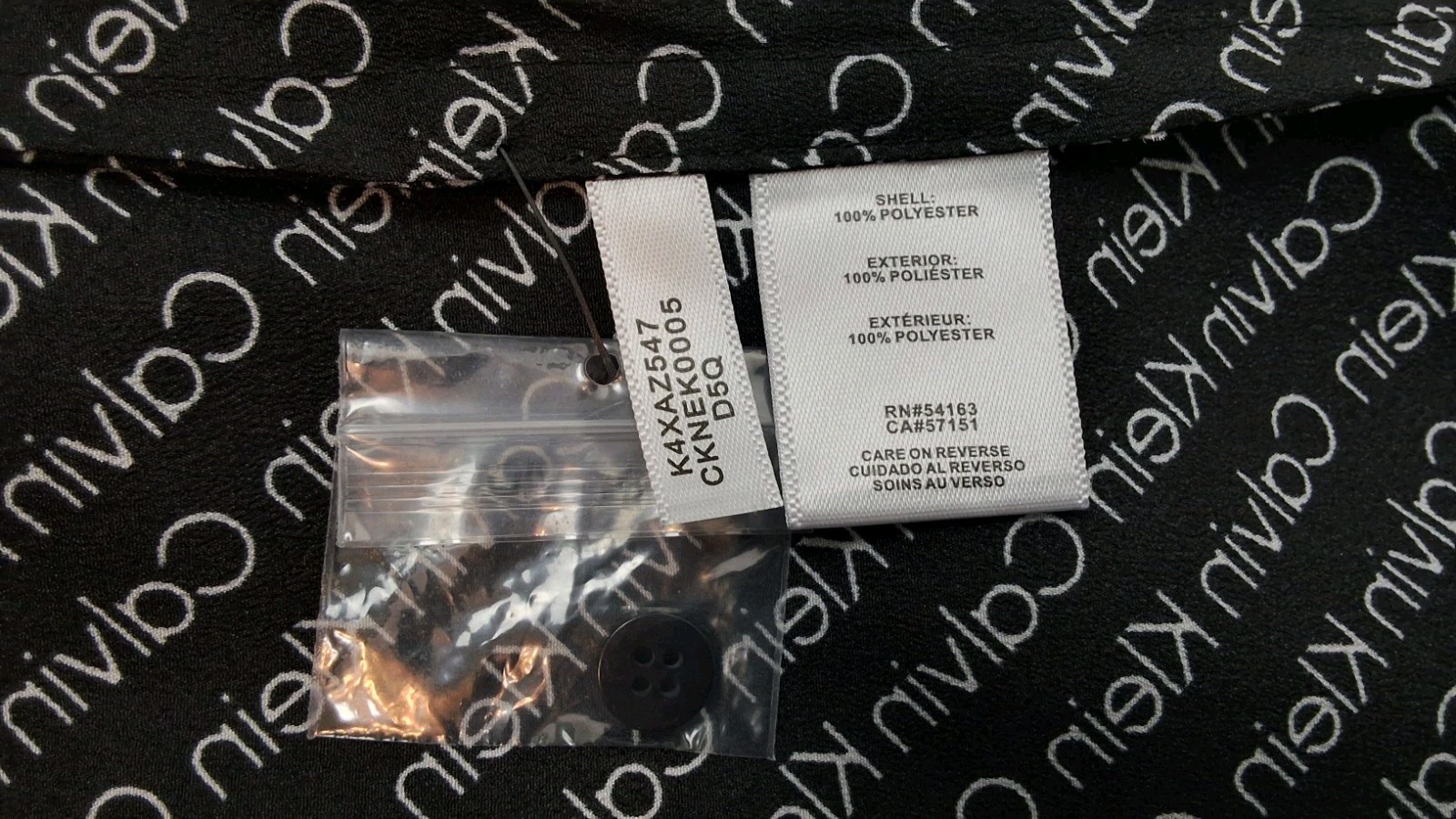 Calvin Klein Women’s Logo Blouse V-Neck Button Down Stand Collar Size-XL NEW
