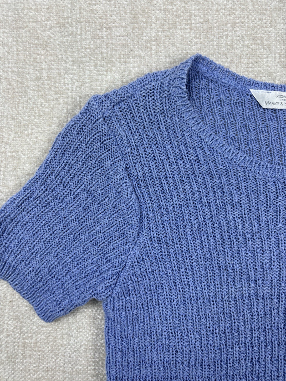 Marks And Spencer Womens short sleeve knit top Size Small / S Blue