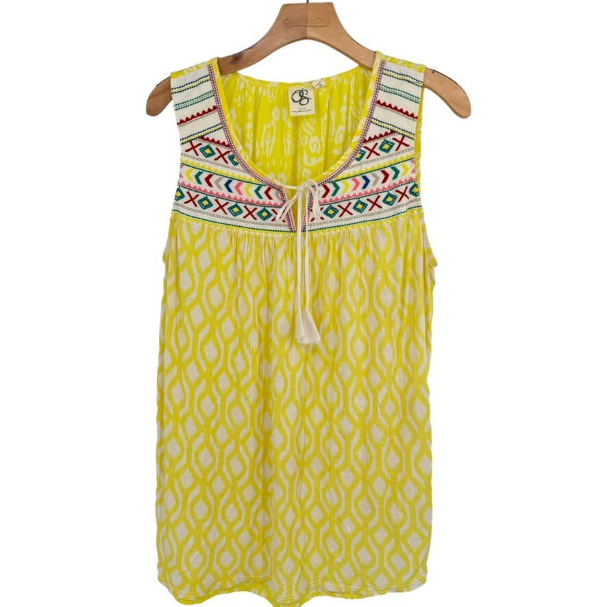 One September anthropologie women’s sleeveless blouse embroidered yellow large
