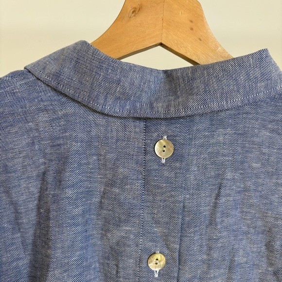NWT Hinson Wu “Aileen” 3/4 Sleeve Collared Shirt in Marine Blue Sz 4