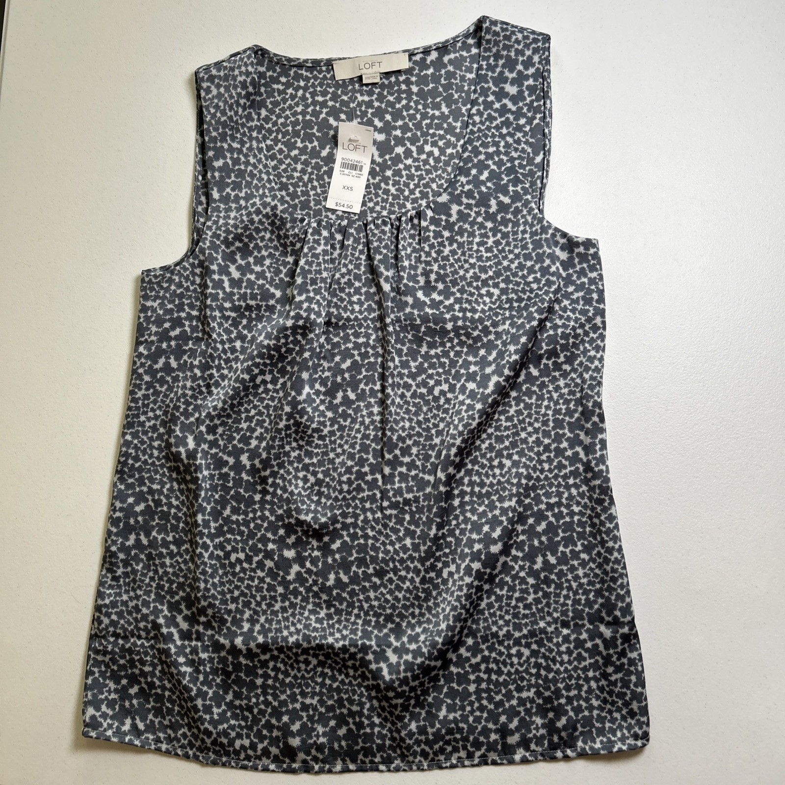 Ann Taylor Loft Women’s Sleeveless Grey Geometric/Floral Print Top XXS New NWT