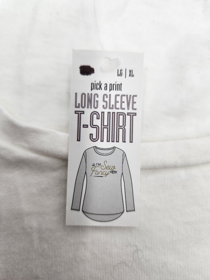 I’m Sew Fancy Size Large White Graphic Womens Long Sleeve Shirt NWT