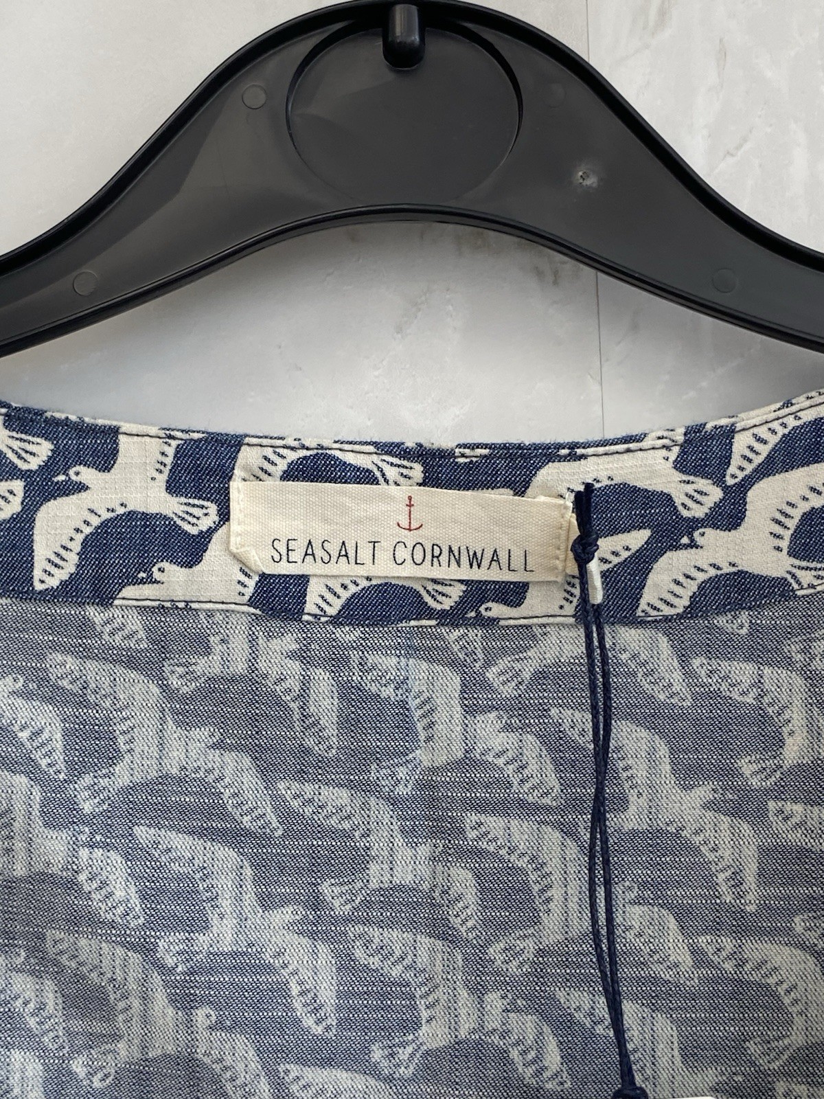 Seasalt Cornwall Blue Bird Print Sleeveless 100% Cotton Top UK8 PAC 2002918