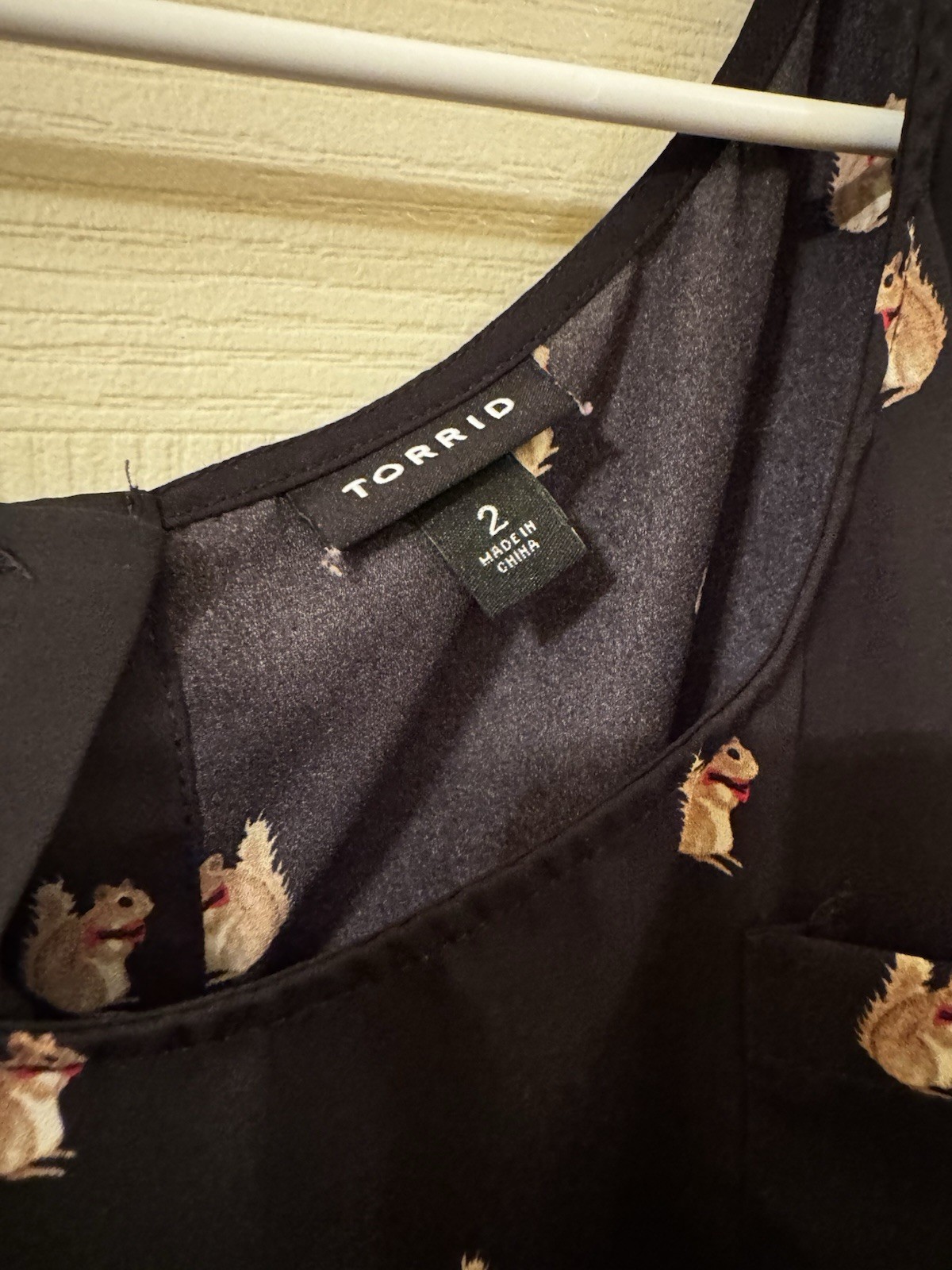 Torrid Squirrel Black Georgette Blouse Novelty Print, Size 2