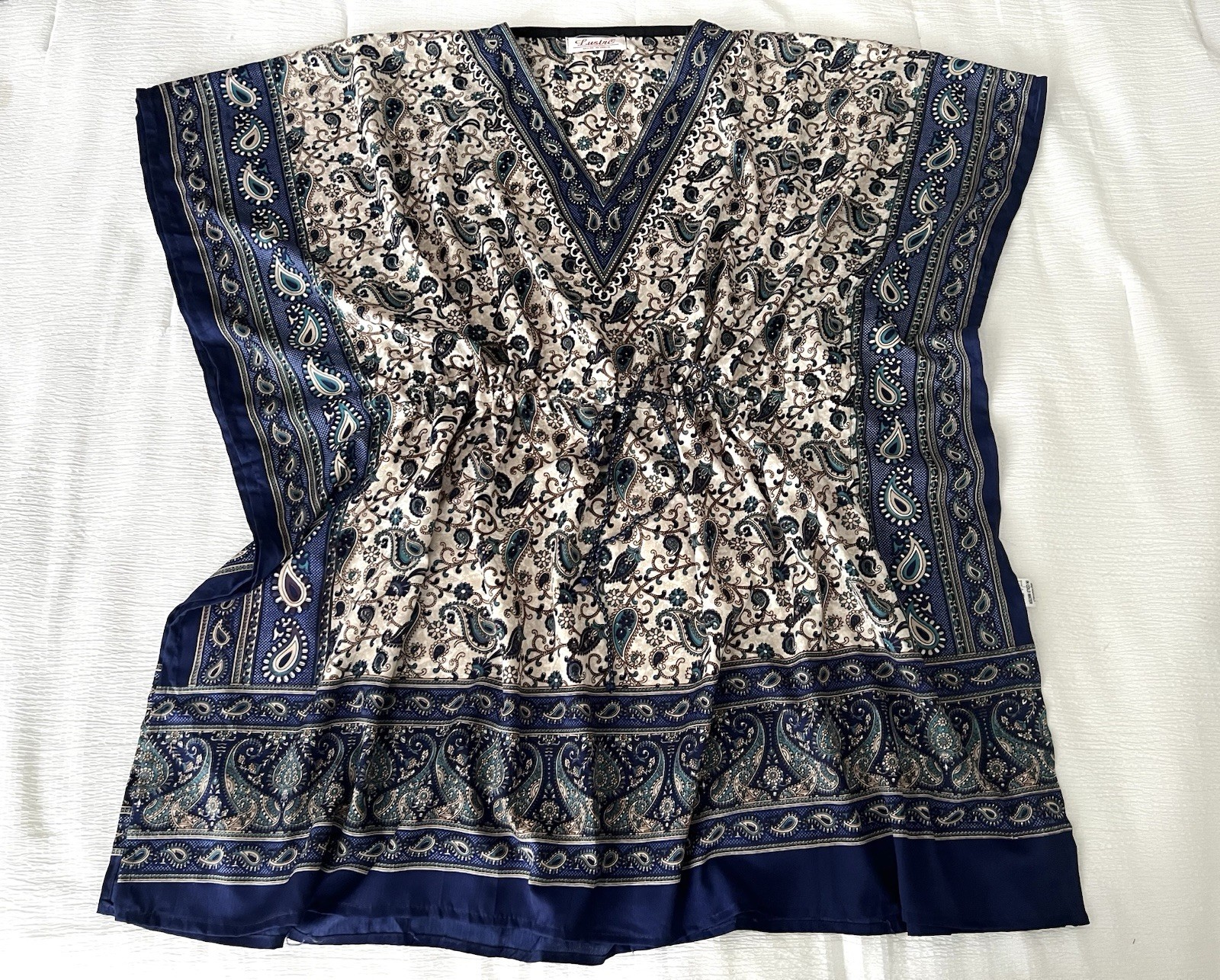 VTG LUSTRE Tunic Paisley Kaftan Caftan Coverup Made In India One Size S M L XL