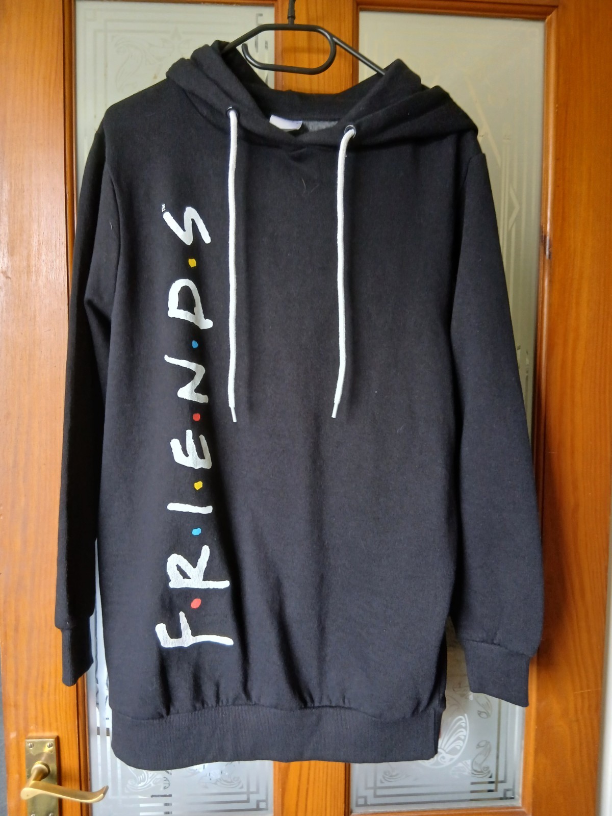 Friends Logo Longline Hoodie. Black. Medium/ Large SIZING. Check Your Sizing.