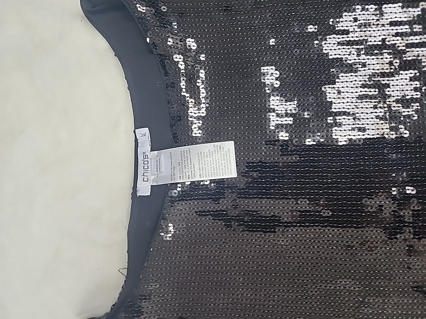 Chicos Top/Blouse Womens XL Black Sequins Sleeveless Party Cocktail Fairy Goth