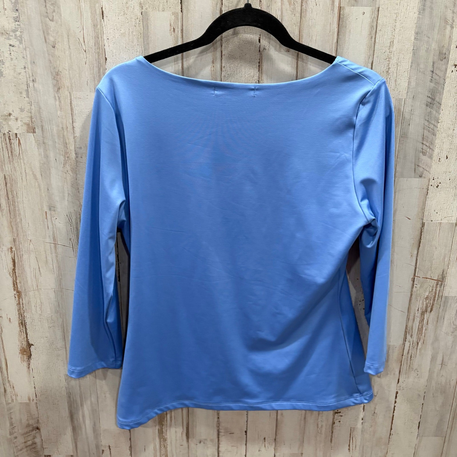 Boston Proper So Modern Scoop Neck Three Quarter Sleeve Top Cornflower Blue M