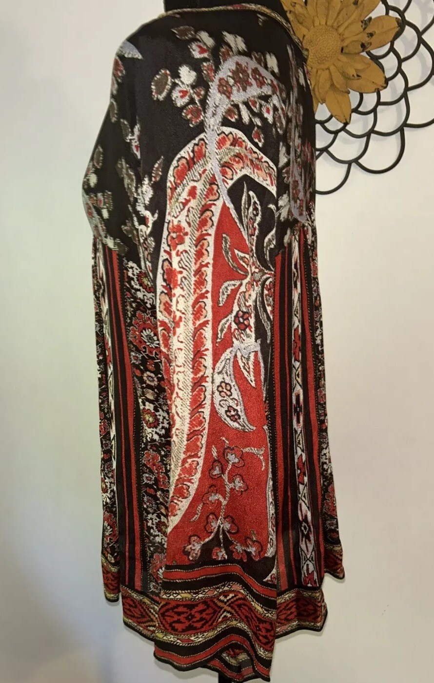 Isabel Marant Etoile Top Tucson Black/Red Paisley Print Crepe Blouse Sz M