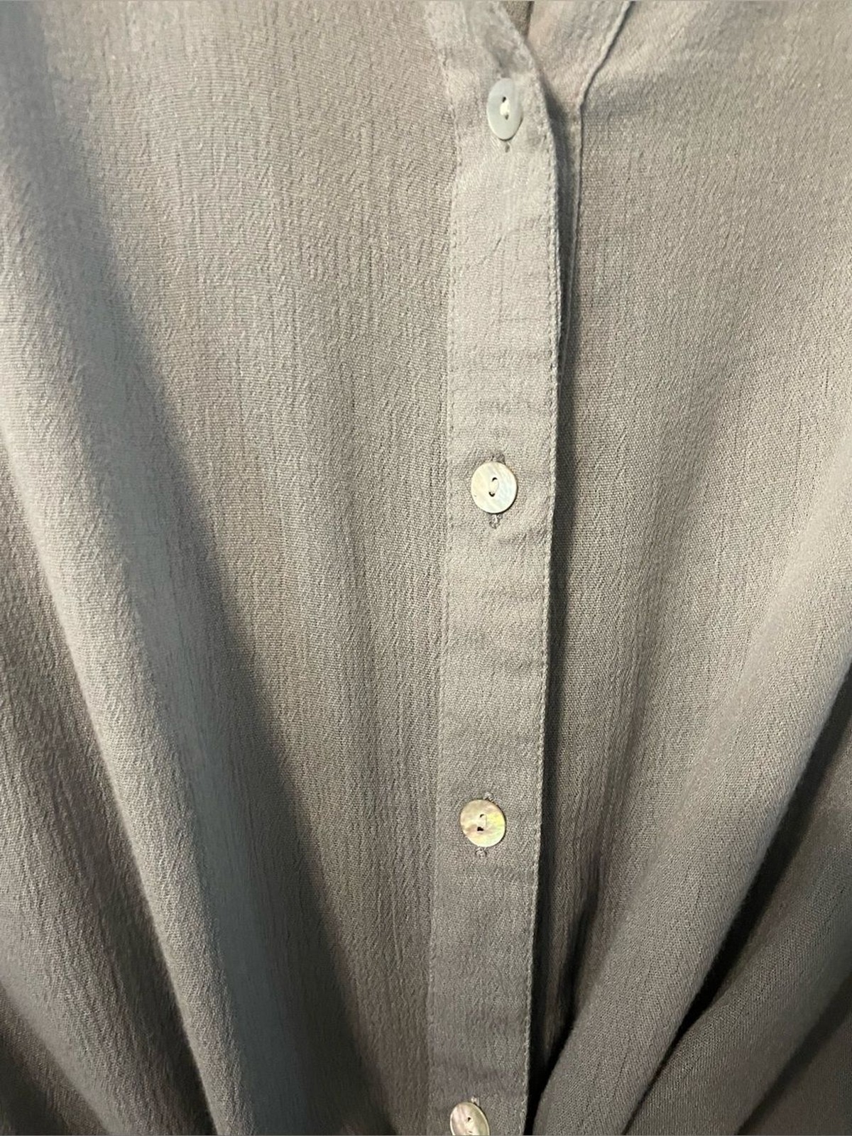 J. Jill Ombré Gray Tie Front Button Down Blouse Cotton Viscose Size Large