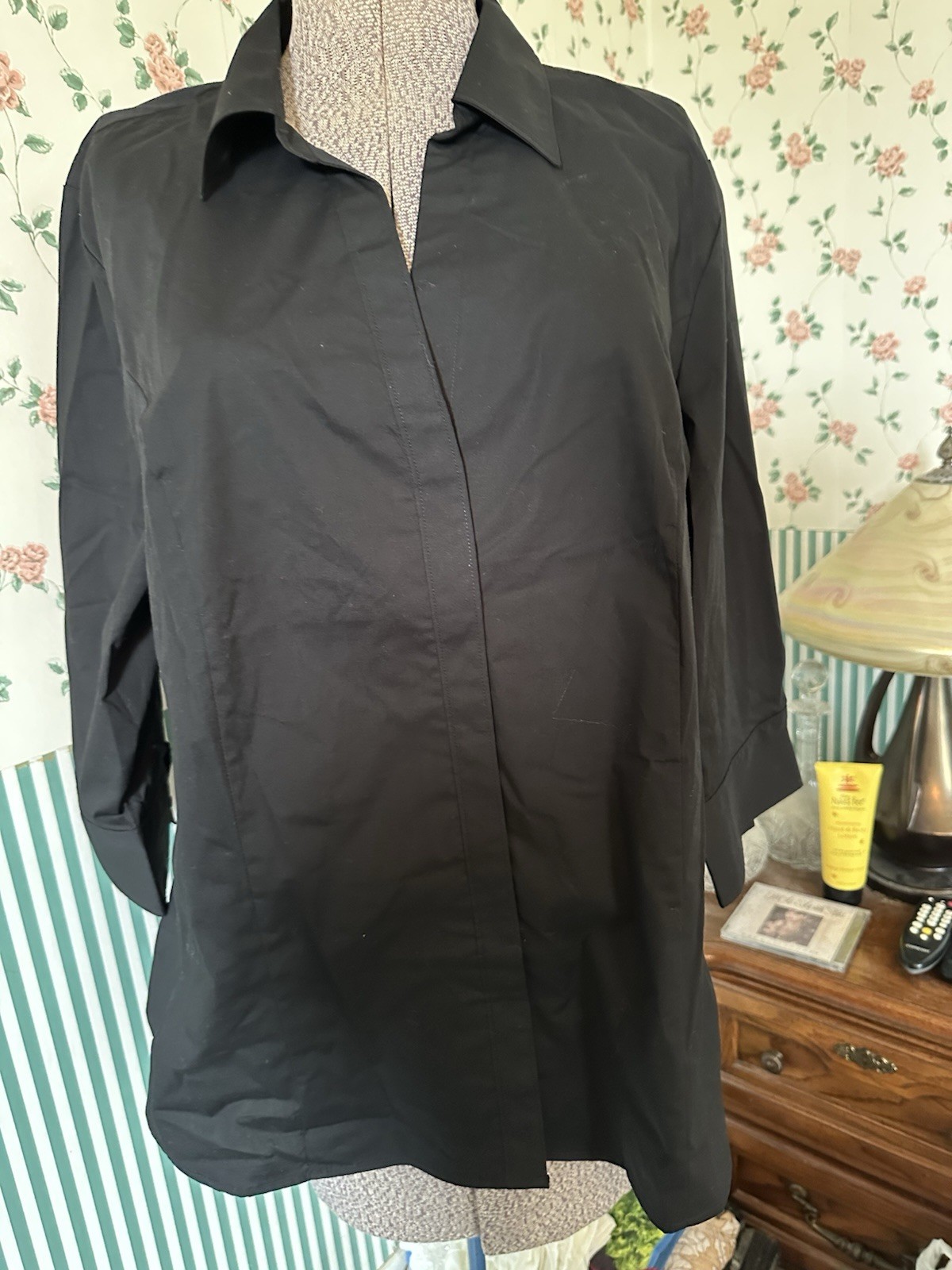 LEE RIDERS WOMENS BLACK DRESS SHIRT BLOUSE EASY CARE INSTANTLY SLIMS NWT 1X
