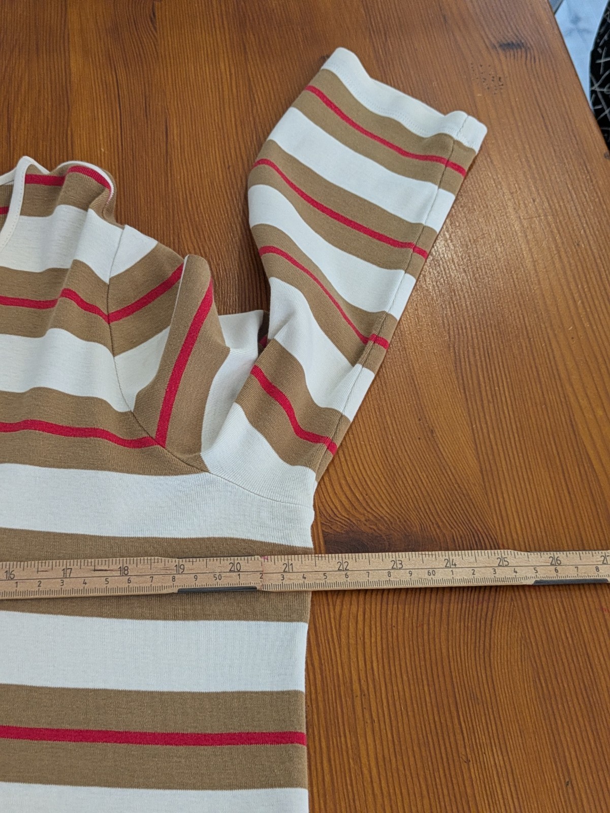 Bogner Striped Boat Neck 3/4 Sleeve Top UK 18 Colour-block Cotton