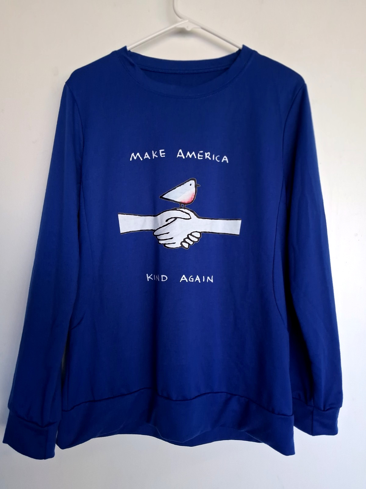 Size XL royal blue casual shirt “make america kind again” See photos. Excellent