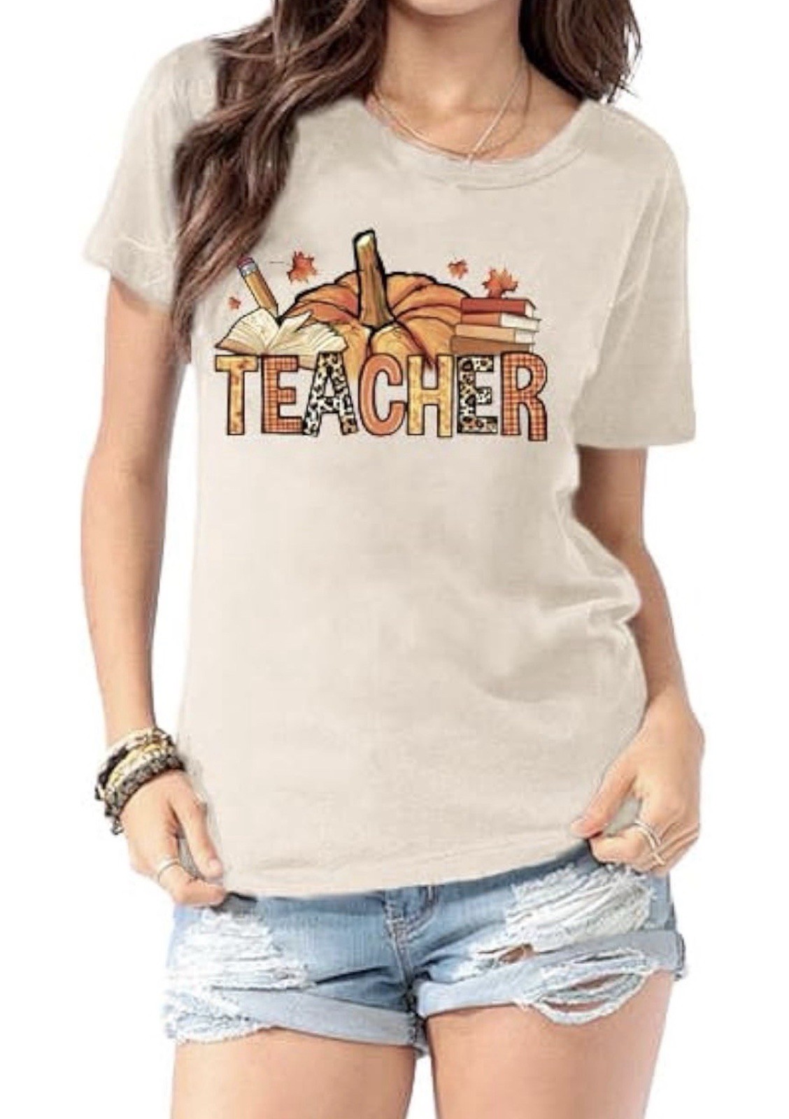 Fall Pumpkin Teacher t shirt xl (14-16) Fall Pumpkins. New Without Tags