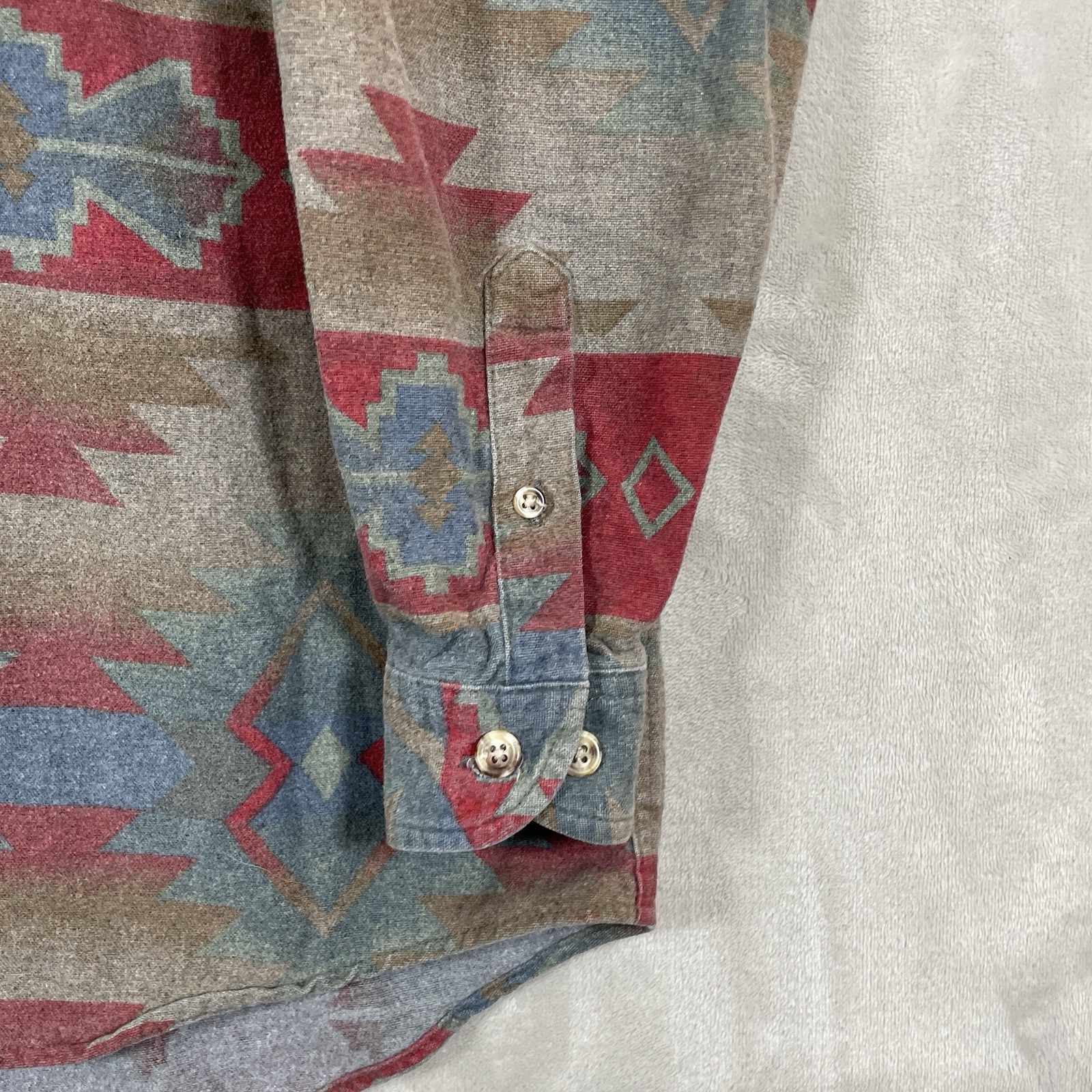 Vtg Cabellas Aztec Western Shirt Womens Large Desert Southwest Navajo AOP Button