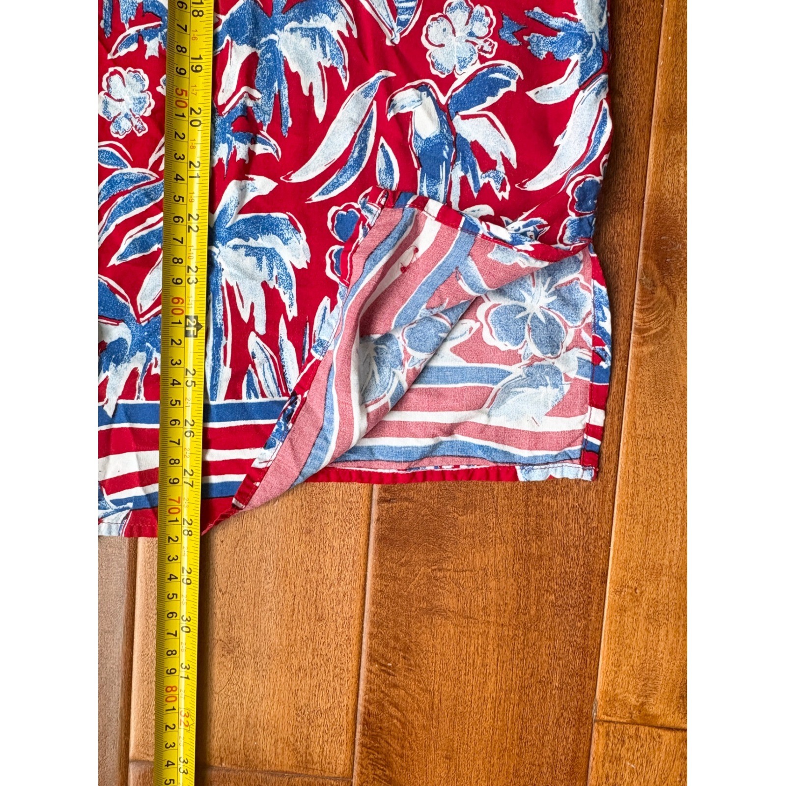 Tommy Hilfiger Button Down Tropical Floral Print, Womens Small Red Blue