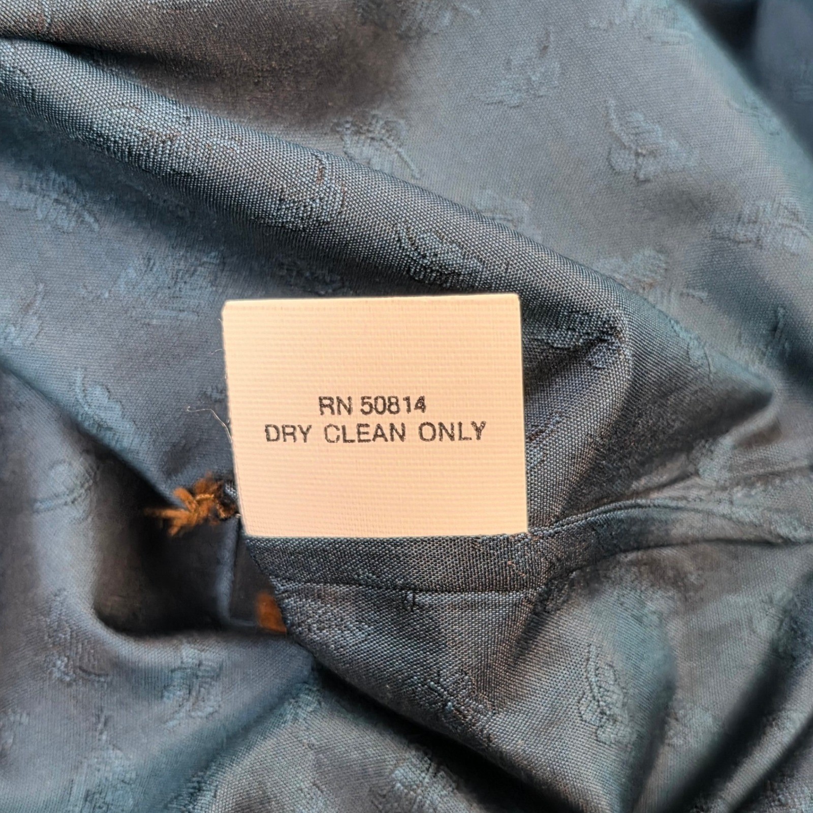 Vintage Tahari 100% Silk Mandarin Collar Jacquard Blouse Women’s Size 8 Teal