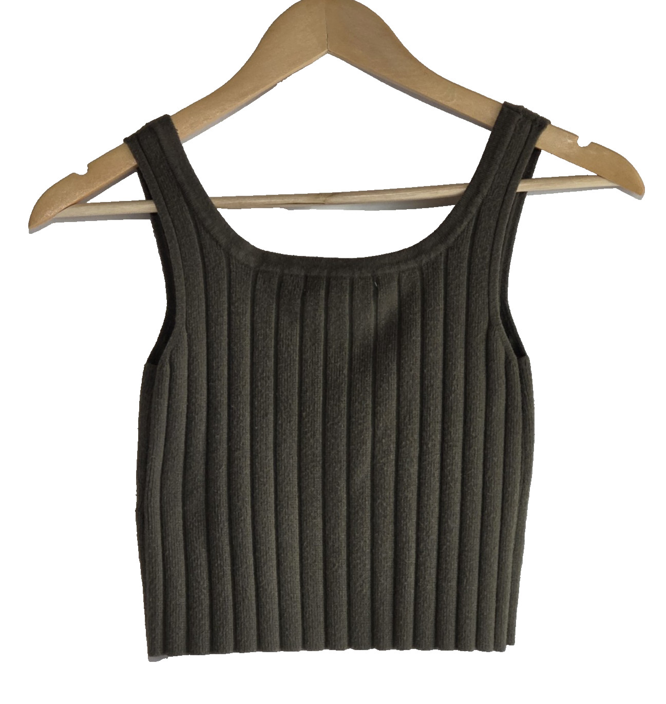 Sincerely Jules XS Ribbed Knit Tank Top Olive Green Crop Petite Friendly Slim
