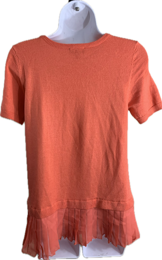 The Limited Chiffon Hem Short Sleeve Sweater Top Coral Orange Small NWOT